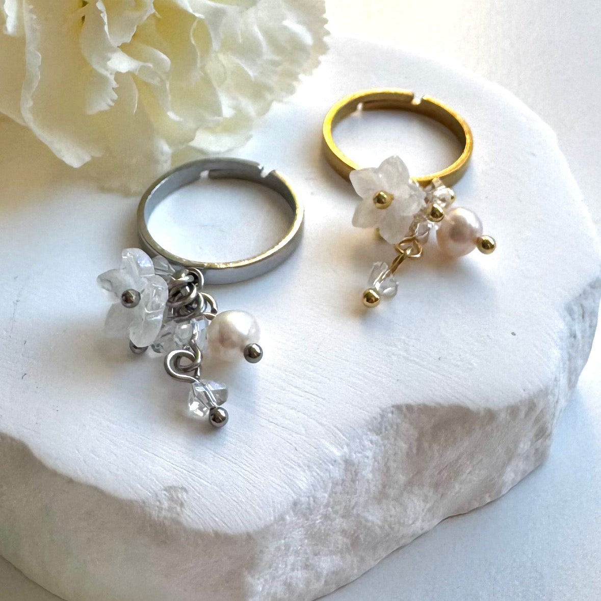 Kukka-sormus ⎮ Kulta & hopea