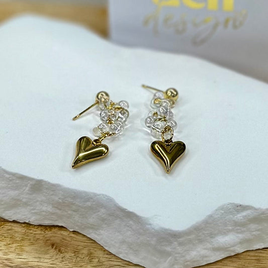 Kuura sydän -korvakorut ⎮ Kulta